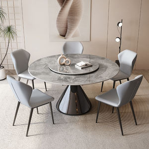 <span class=keywords><strong>Tavolo</strong></span> da Pranzo di Lusso Contemporaneo per 4 6 8 Persone con Piano in Finitura Pietra e Base Rotonda a Piedistallo per Sala da Pranzo e <span class=keywords><strong>Cucina</strong></span> - Product Image 3