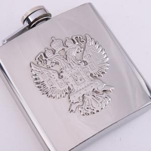 Buena calidad espejo plata Metal licor Flagon Acero inoxidable whisky dos cabezas águila Petaca <span class=keywords><strong>Alcohol</strong></span> 6oz 8oz 9oz - Product Image 6