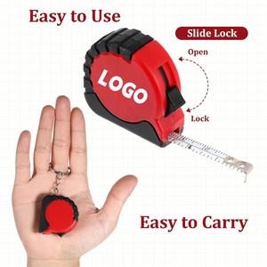 شريط قياس صغير مخصص للمفاتيح، مع مسطرة فولاذية، شريط قياس فولاذي صغير 1 متر للمفاتيح مع شعار مخصص - Product Image 1