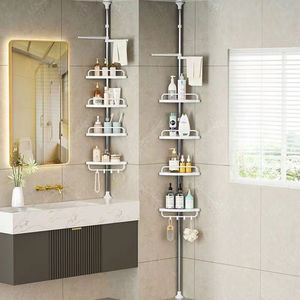 Étagère d'angle de salle de bain réglable à 4 niveaux, étagère de plafond en acier inoxydable, support de rangement pour toilettes, porte-shampoing et gel douche - Product Image 1