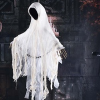 Accessoires d'horreur pour Halloween Jouets électriques Fantôme suspendu sans visage à commande vocale pour décoration de maison hantée Décorations de fête