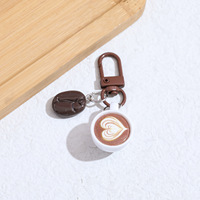 Porte-clés mignon en forme de mini tasse à café latte, breloque en résine imitation grain de café, pendentif de sac, cadeau