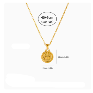 Collar <span class=keywords><strong>de</strong></span> Acero Inoxidable Leo <span class=keywords><strong>de</strong></span> Bajo Precio para Hombre y Mujer, Estilo Étnico, Collar para Parejas, Accesorios Transfronterizos - Product Image 4