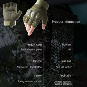 تنوعا الصيف صالة الألعاب الرياضية في الهواء الطلق والعتاد نصف الاصبع قفازات تكتيكية لينة المطاط مفصل وسادة صدمات النخيل الحشو قفازات الصيد - Product Image 2