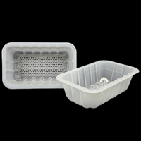 Conteneur alimentaire jetable en PP blanc personnalisé de 1375 ml, compatible micro-ondes, pour sushis, nouilles, jus