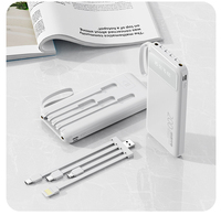 Batterie externe portable 10000 mAh avec logo OEM, affichage numérique réel, câble intégré, design transparent, capacité réelle, électronique grand public