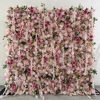 Panel dinding bunga sutra 3D Flowerwall, latar belakang gulung mawar modern buatan tangan, ringan dan tahan lama.