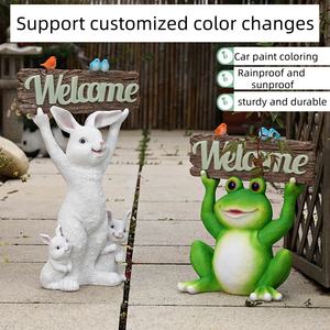 Décor de <span class=keywords><strong>jardin</strong></span> en résine personnalisable avec <span class=keywords><strong>des</strong></span> statues de lapin et de grenouille, panneaux d'accueil à l'extérieur de la cour/<span class=keywords><strong>jardin</strong></span>, art, cadeaux chaleureux - Product Image 5