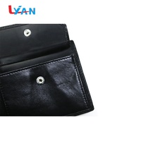 Dompet Jepit Uang Kulit Asli Hitam Logo Kustom Merek LIYAN Serbaguna Tahan Air Bukaan Terbuka Unisex Tempat Kartu dan Uang Tunai