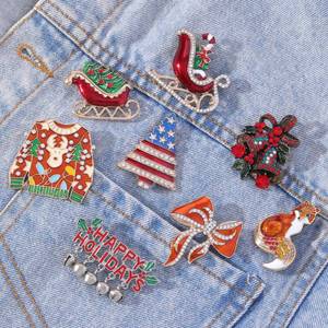 Accesorios de moda para mujer de lujo, broche de flor de diamantes de imitación broches de Navidad decoración de Navidad al por mayor/ - Product Image 2