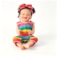 Poupée Bébé Reborn en Silicone de 20 Pouces avec Vêtements Rayés Colorés, Corps Réaliste en Vinyle, Cadeau pour Enfants pour Jeu d'Imitation