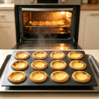Moule à pâtisserie en acier inoxydable de qualité alimentaire avec revêtement en silicone, 12 cavités, résistant au four, pour tartes aux œufs, muffins et gâteaux
