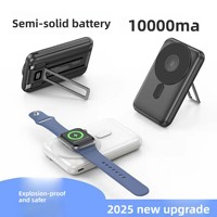 Power Bank Nirkabel Magnetik Pengisian Cepat Semi-Solid 10000 MAh dengan Kabel Ganda Terpasang Sumber Daya Portabel Aman Anti-Ledakan