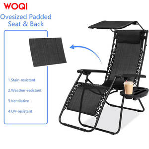 เก้าอี้พับพกพา Woqi พร้อมหลังคาและที่วางแก้ว ปรับเอนได้ ใช้กลางแจ้ง เก้าอี้สนาม สีดำ โครงเหล็กคาร์บอน - Product Image 3
