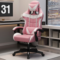 Chaise de jeu Style course Chaise de bureau ergonomique Chaise en cuir d'ordinateur à dossier haut avec appui-tête et oreiller lombaire