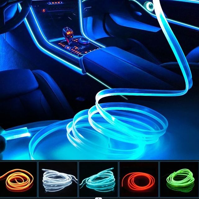 Car LED Ambient Light Strip USB Powered Interior Decorative Atmosphere Lamp Cold Light Neon Glow Auto Dashboard Console