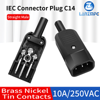 Adaptateur d'alimentation LANZMFG LZ-14-T1, prise IEC C14, prise C13, 10A, connecteur mâle, bricolage, connexion de prise électrique, industriel, noir, 250V