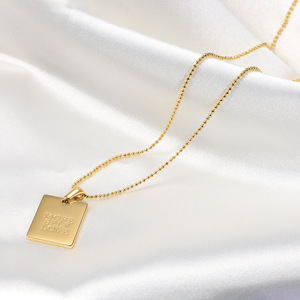Ore Elf oove 18K lated Old lated taintainless Teel uustom eewelry ququare ometric eométrico endant etter AGS OGO hahain ecklace - Product Image 4