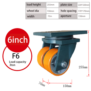 Gute Qualität Plate Caster Super Heavy Duty zweireihige Räder PU Caster 1/3/5 Tonne 6 Zoll/12 Zoll 150mm/300mm Karton 70mm - Product Image 2