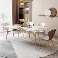 WESOME chaise de table de salle à manger en acier inoxydable ensemble de table à manger moderne complète 6 places tables à manger de luxe en marbre