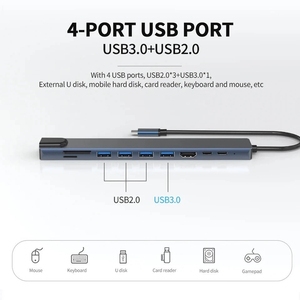 Xput 10-in-1 <span class=keywords><strong>USB</strong></span> 3.0 HUB 4K 30Hz <span class=keywords><strong>USB</strong></span> C Hub Ethernet SD TF RJ45 <span class=keywords><strong>Adapter</strong></span> pd100w cho Macbook <span class=keywords><strong>iPad</strong></span> OTG Docking Station HDTV - Product Image 2