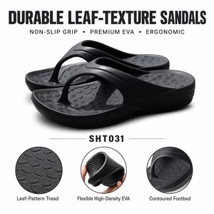 <span class=keywords><strong>Chanclas</strong></span> de Verano para Hombre, Duraderas, Negras, Antideslizantes, con Textura de Hoja, Logotipo Personalizado, EVA - Product Image 2