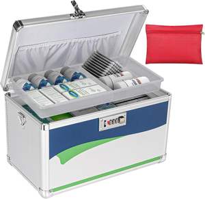 Estuche para Medicamentos de Aleación de Aluminio, Botiquín de Primeros Auxilios con Compartimentos Desmontables, a Prueba de Niños y con Privacidad para el Hogar, Viajes y Dormitorios - Product Image 1