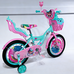 Vélo pour enfants Princesse Rose avec panier en plastique et roues stabilisatrices, en promotion. Tailles disponibles : 12, 14, 16 et <span class=keywords><strong>20</strong></span> <span class=keywords><strong>pouces</strong></span>. - Product Image 1