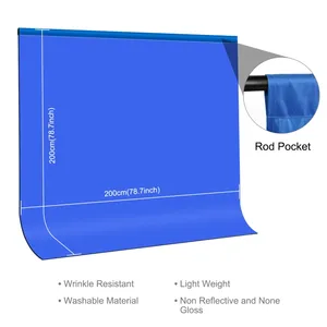 PULUZ-Fondo de fotografía plegable, retráctil, enrollado, pantalla azul, 2m x 2m