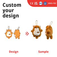Porte-clés personnalisé en peluche vache des Highlands, mini pendentif moelleux en forme de bovin avec bandana bleu pour collections de souvenirs d'animaux de ferme