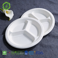 Assiettes en amidon de maïs en gros, 10 pouces, résistantes à l'huile, jetables, robustes, rondes, pour restaurants, pique-niques et événements