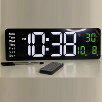 Jam LED 5 Inci Layar Ganda Warna, Dapat Dipasang di Dinding & Meja, dengan Tanggal, Suhu, dan Timer