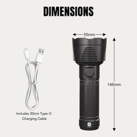 Linterna LED Recargable Tipo C de 86g, 1200mAh, 3W, Ligera y Compacta, con Batería Reemplazable, Luz Estroboscópica de Alta y Baja Potencia