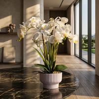 Tanaman Anggrek Phalaenopsis Buatan Realistis dalam Pot dengan Bahan Sutra+PU 50cm Dekorasi Mewah untuk Dalam Ruangan