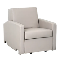 Canapé-lit convertible monoplace blanc, marron, noir avec caractéristiques hospitalières, pliable, extensible, en cuir de qualité médicale