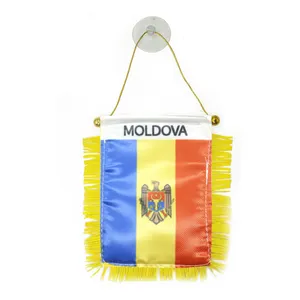 Custom Logo Hanging MOLDOVA Pennant Flag for Car Rearview Mirror and Home Decoration