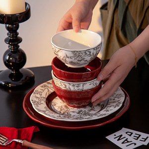 Vaisselle en céramique originale de Prague, motif de fruits luxueux, assiettes de mariage jetables - Product Image 3