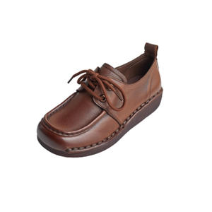 Nouvelles chaussures compensées rétro en cuir à lacets pour femme, style ethnique, semelle souple en tendon de bœuf, collection automne - Product Image 5