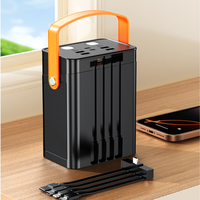 Batterie externe haute capacité à charge rapide 22,5 W, câbles micro USB et type-C détachables, lampe torche LED, poignée de transport, camping