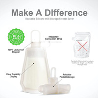 Sacs de conservation du lait maternel en silicone blanc réutilisables sans BPA, étanches, 9 oz 260 ml, pour la conservation du lait frais, aliments liquides