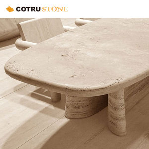 Mesas de Travertino Romano Natural Pulido de Diseño Moderno para Uso en Hoteles, Capacidad para 8-9 Personas, Precio de Fábrica Cotrustone Furniture - Product Image 3