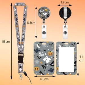 Halloween Ghost Cartoon Polyester <b>Lanyard</b> Set Retractable Badge Reel Durable Custom Printed ID <b>Card</b> <b>Holder</b> Thermal/Sublimation - Product Image 2