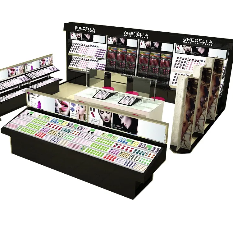 Modern Cosmetic Shop Design Professional Makeup Station Showroom Stand Display Shelves Model Number: SD-01 Customized SHEDELLA