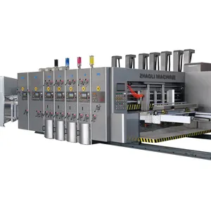 Automatic Feeder Flexo Printer Slotter Die Cutter Folder Gluer Blunder Package Link Line / Carton Box Making Machine