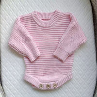 Hochwertiger Extra Dicker Herbst-Winter Baby Mädchen Neugeborenen Warmer Strick Langarm-Body Pullover Grober Handgemachter Erbstück-Strampler