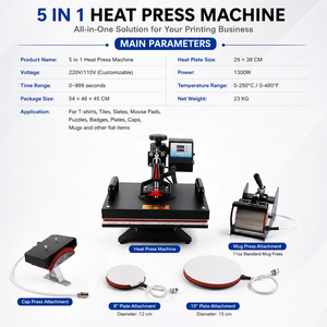 Pressa a Caldo Multifunzione 5 <span class=keywords><strong>in</strong></span> 1 da 12 x 15 Pollici per Sublimazione e Trasferimento Termico su Magliette, Tazze, Cappelli e Piatti - Product Image 6