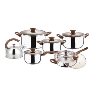 12 Pcs <strong>Stainless</strong> <strong>Steel</strong> Cookware Set Cookware Cooking Pot <strong>Sauce</strong> <strong>Pan</strong> Casserole Set Fry <strong>Pan</strong> with Glass Lid - Product Image 1