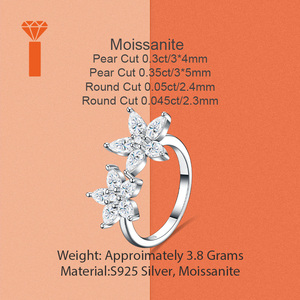 Anello Unico Fatto a Mano con Fiore in Moissanite, Argento S925, Leggermente Diverso, Perfetto per Chi Ama Gioielli Unici - Product Image 4