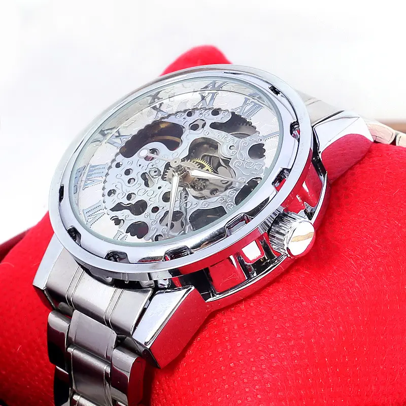 Transparente Diamant Mechanische Uhr Blau Edelstahl Skelett Uhr Top Marke Luxus Business Leuchtende Herren uhr