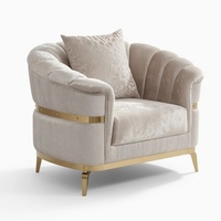 Ensemble de canapés modulaires en tissu haut de gamme avec rembourrage en mousse, pieds en acier inoxydable doré, design moderne, durable et confortable pour salon